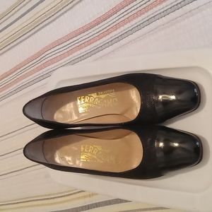 Salvatore Ferragamo patent leather toe heels